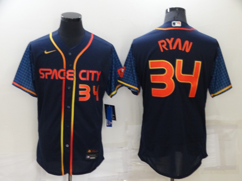 Men's Houston Astros #34 Nolan Ryan 2022 Navy City Connect Flex Base Stitched Baseball Jersey Men's Houston Astros #34 Nolan Ryan 2022 Navy City Connect Flex Base Stitched Baseball Jersey